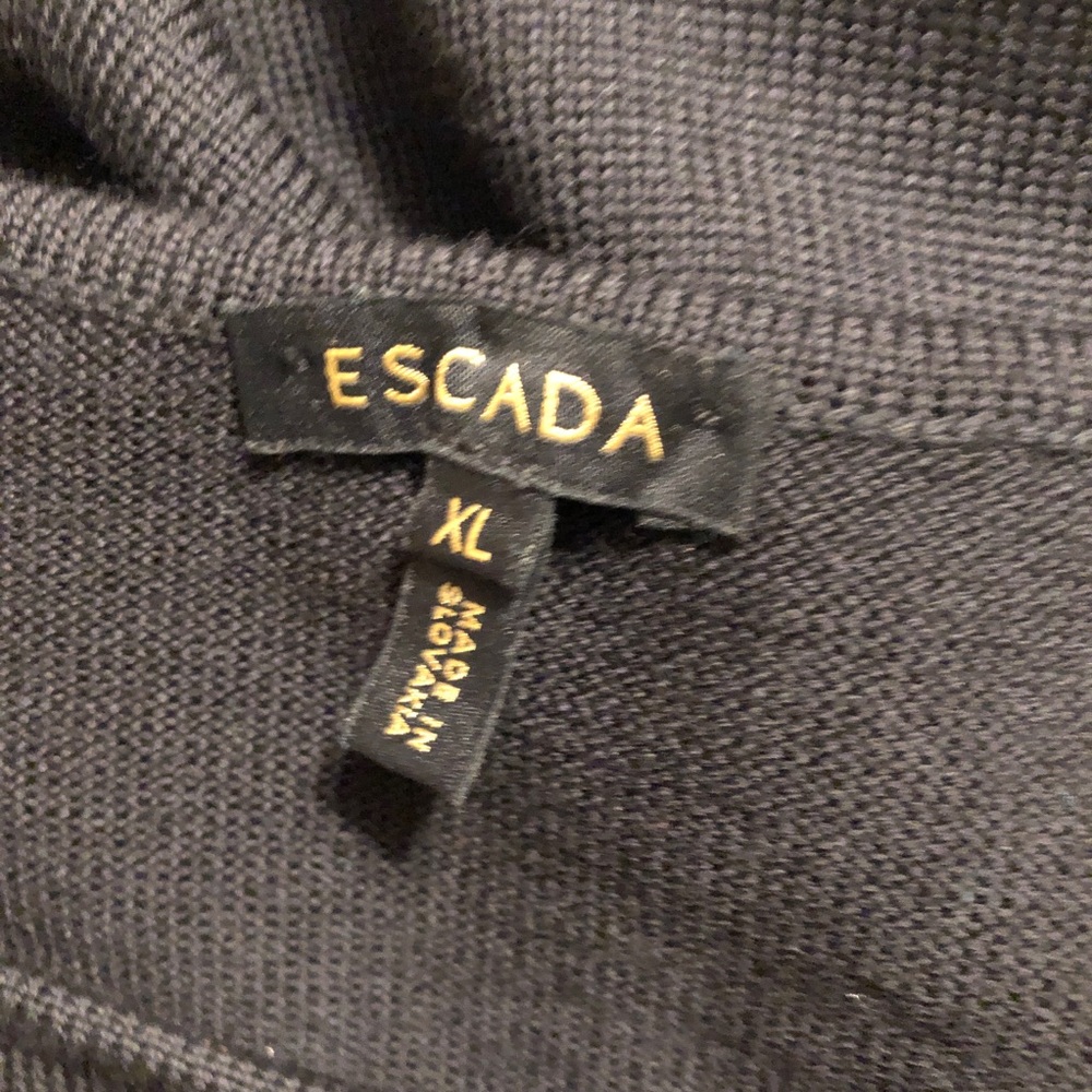 Sz XL Escada Shiloah Black and Silver Sleeveless Knit Top - Picture 13 of 16